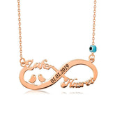 Silver Rose Bird Infinity Name Necklace
